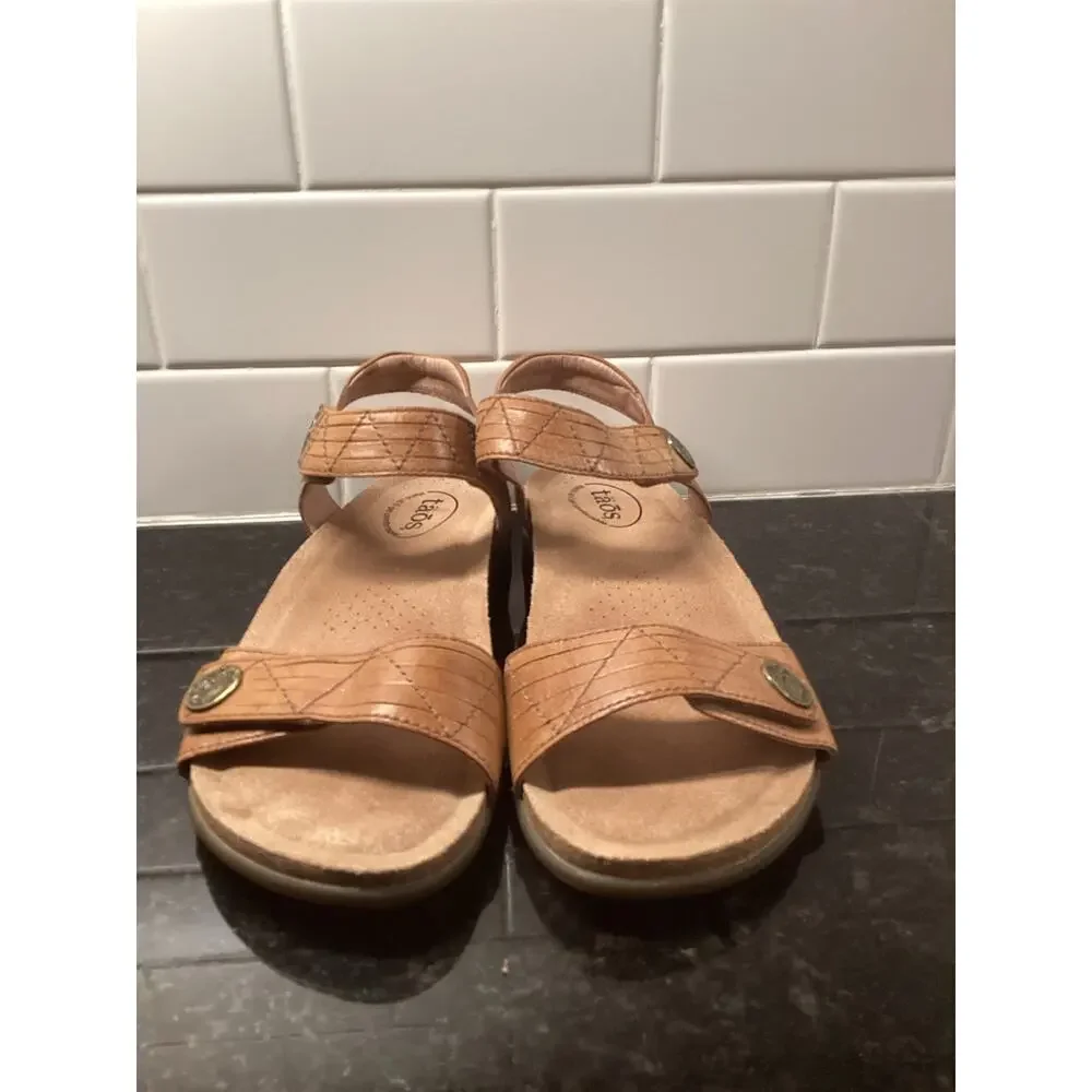 Taos Pioneer Women’s Leather Ankle Strap Slingback Sandals Brown Size 9 - Picture 3 of 10